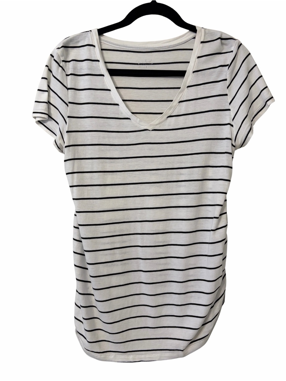 Isabel Maternity by Ingrid & Isabel White Tee with Black Stripes